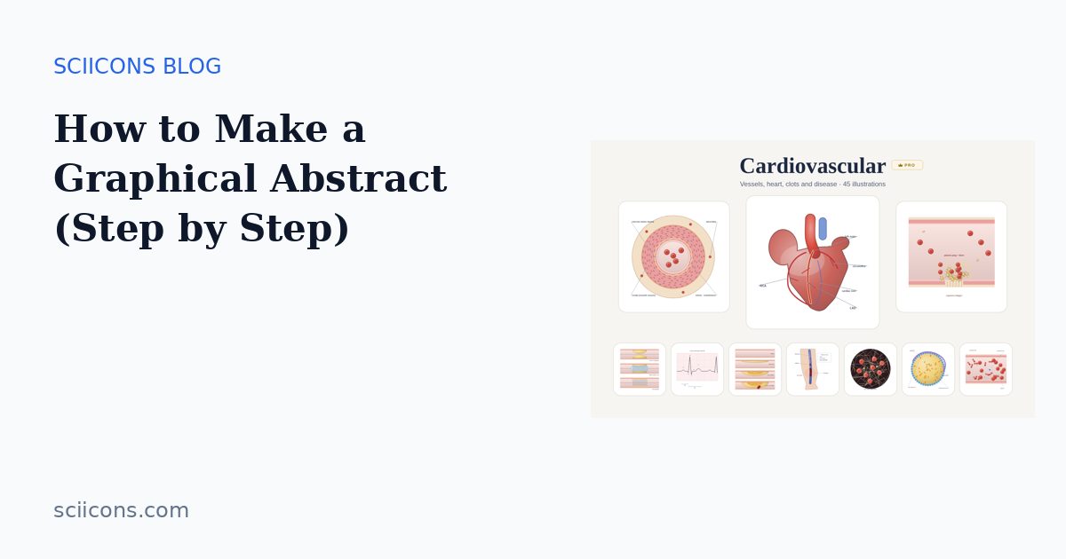 Cover image for “How to Make a Graphical Abstract (Step by Step)” showing Sciicons scientific illustrations